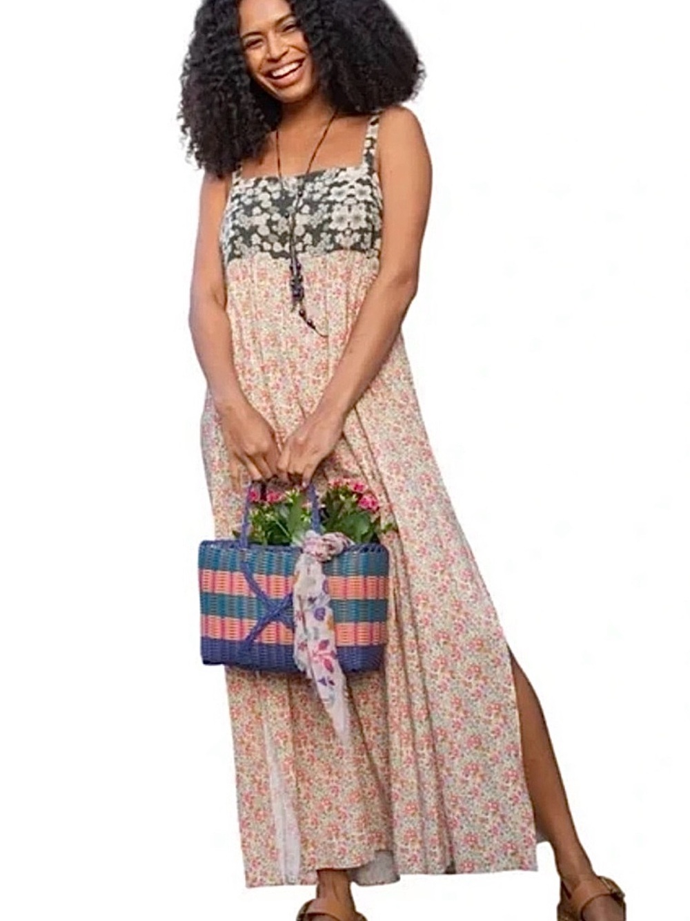 NATURAL LIFE Patti Side Slit  Floral Sundress